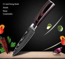 Cargar imagen en el visor de la galería, 4 Damascus steel knives set 2