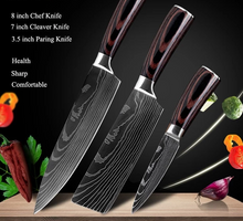 Cargar imagen en el visor de la galería, 3 Damascus steel Knives Set