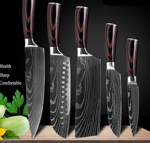 Cargar imagen en el visor de la galería, 5 Damascus steel knives set