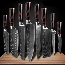 Cargar imagen en el visor de la galería, 8 Pieces Damascus steel knives full set